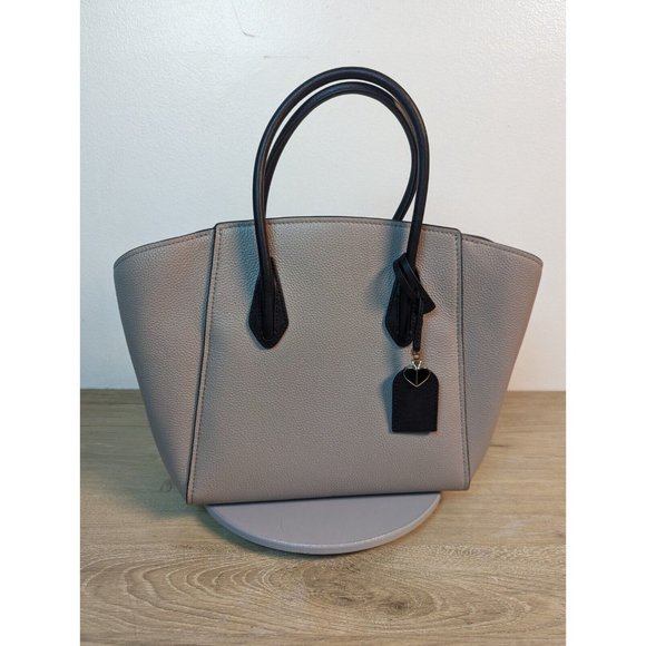 Kate Spade New York Grace Medium Leather Satchel warm taupe/black Long Strap